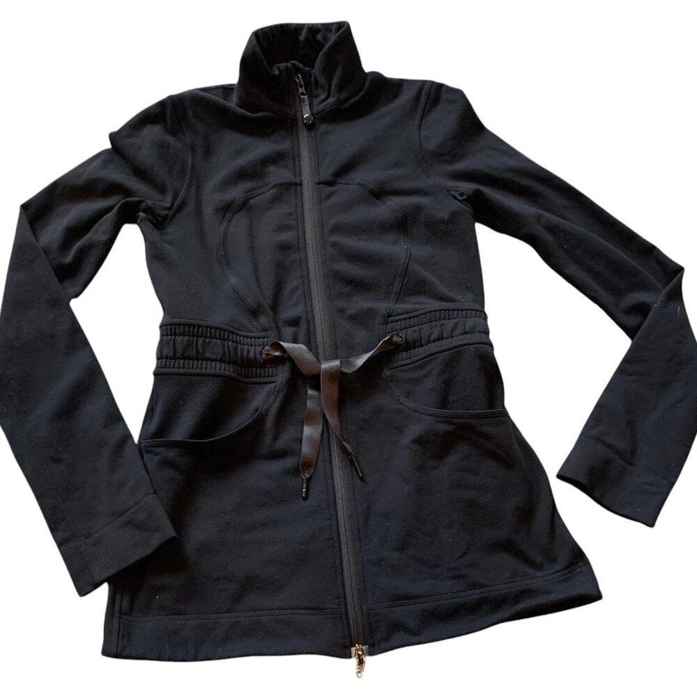 Lululemon Black Round Trip Tie Waist Track Jacket- Womens Size 4